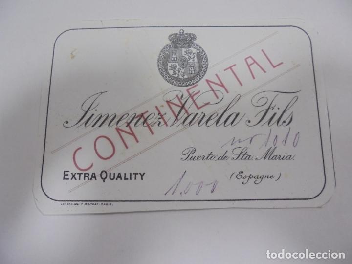 Etichette antiche: COPIA DE ETIQUETA. JIMENEZ VARELA FOLS. CONTINENTAL. EXTRA QUALITY. 12 X 8CM