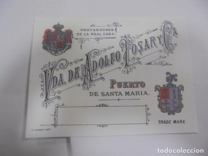 Etichette antiche: COPIA DE ETIQUETA. VDA DE ADOLFO POSAR Y CIA. PTO STA MARIA. 11 X 9CM