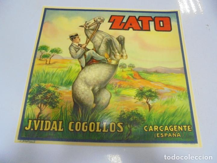Etichette antiche: ANTIGUA ETIQUETA. ZATO. J.VIDAL COGOLLOS. CARCAGENTE. 27 X 25CM