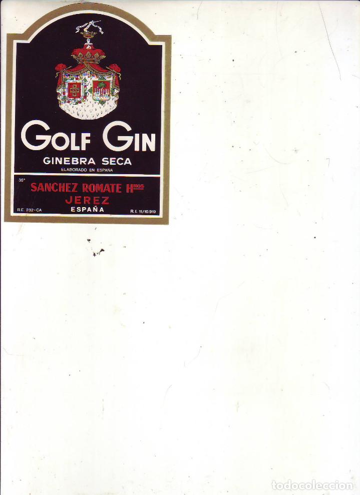 Etiquetas antiguas: Romate Golf Gin ginebra seca