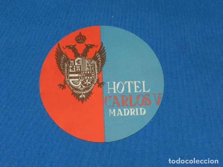 Etiquetas antiguas: (MALB2) ETIQUETA DE HOTEL CARLOS V , MADRID , BUEN ESTADO