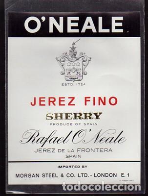 Etiquetas antiguas: ETIQUETA DE VINO JEREZ FINO - RAFAEL O'NEAL - JEREZ DE LA FRONTERA - SHERRY - ET-1692,20