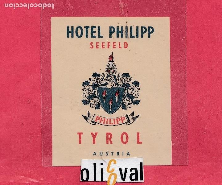 Etiquetas antiguas: Etiqueta Hotel - AUSTRIA - HOTEL PHILIPP  100 X 80  COLA  EH 0119004
