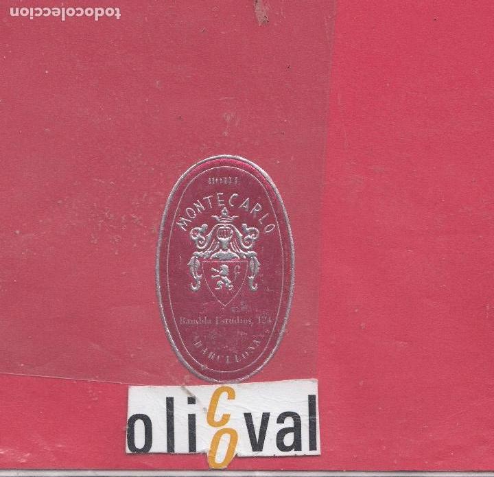 Etiquetas antiguas: ETIQUETA HOTEL ESPA&Ntilde;A HOTEL MONTECARLO BARCELONA TROQUEL 30 X 50 MM EH 0119011