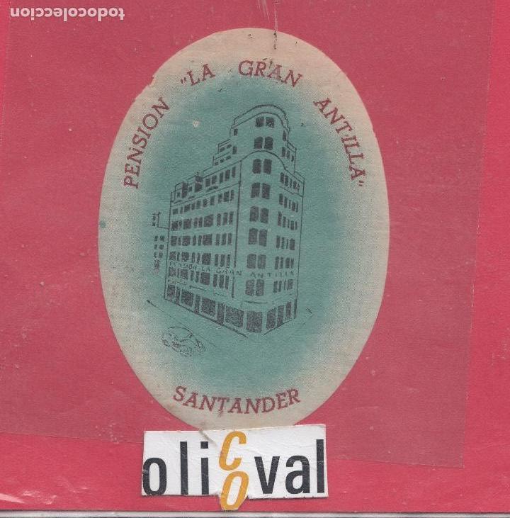 Etiquetas antiguas: ETIQUETA HOTEL ESPA&Ntilde;A PENSION LA GRAN ANTILL SANTANDER CANTABRIA COLA TROQUEL 65 X 95 MM EH 0119017