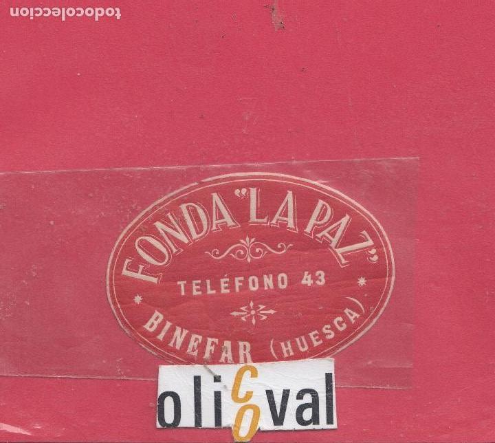 Etiquetas antiguas: ETIQUETA HOTEL ESPA&Ntilde;A FONDA LA PAZ BENEFAR HUESCA DATADA 67 X 50 MM  TROQUEL COLA  EH 01190027.jpeg