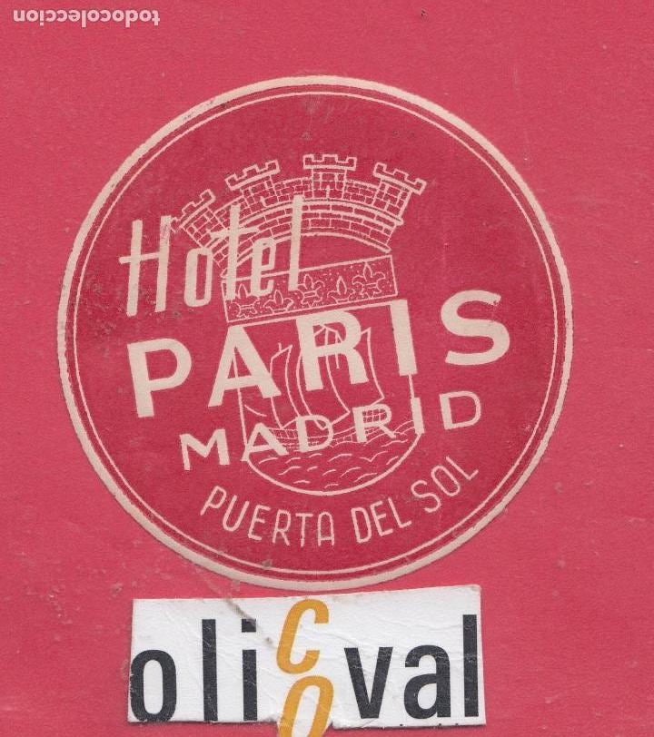 Etiquetas antiguas: ETIQUETA HOTEL ESPA&Ntilde;A HOTEL PARIS ROJA  MADRID   EH1218021jpeg