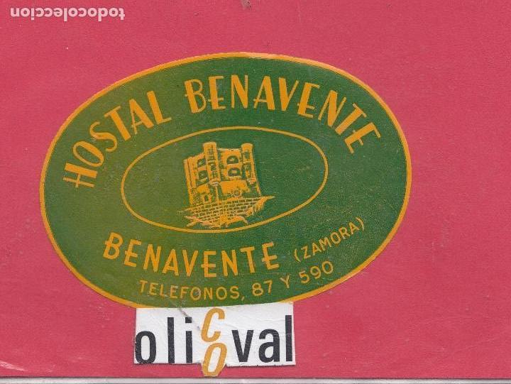 Etiquetas antiguas: ETIQUETA HOTEL ESPA&Ntilde;A HOSTAL BENAVENTE  ZAMORA   TROQUEL DATADA OVAL 88 MM EH1218002.jpeg