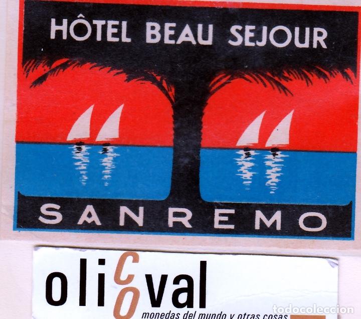 Etiquetas antiguas: ETIQUETA HOTEL FRANCIA HOTEL BEAU SEJOUR SAN REMO 9670  MM EHEX-68024
