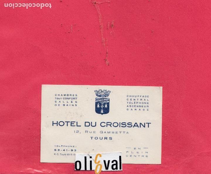 Etiquetas antiguas: HOTEL ETIQUETA BIENVENIDA HOTEL DU CROISSAANT TOURS FRANCE. THB 011912.jpeg