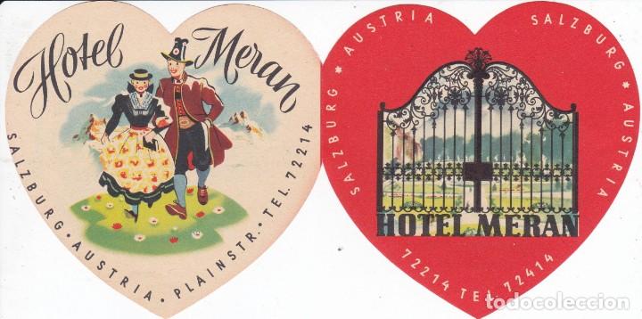 Etiquetas antiguas: ANTIGUA ETIQUETA DEL HOTEL MERAN DE SALZBURG - AUSTRIA