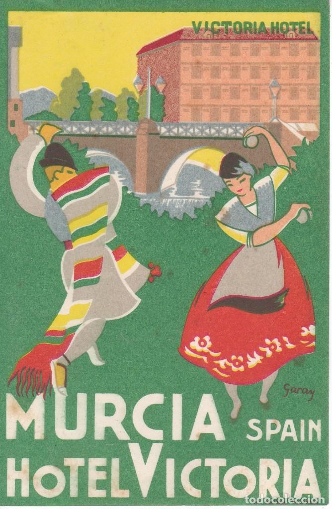 Etiquetas antiguas: ANTIGUA ETIQUETA DEL HOTEL VICTORIA DE MURCIA