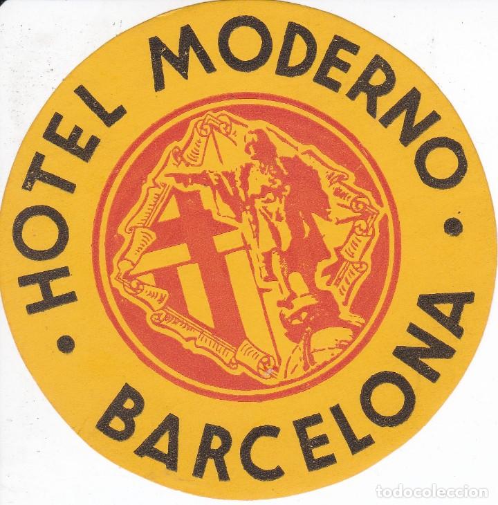 Etiquetas antiguas: ANTIGUA ETIQUETA DEL HOTEL MODERNO DE BARCELONA