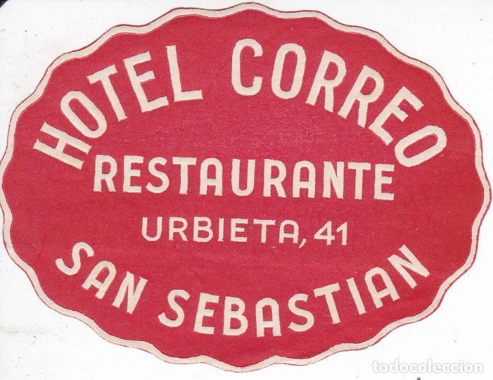 Etiquetas antiguas: ANTIGUA ETIQUETA DEL HOTEL CORREO DE SAN SEBASTIAN