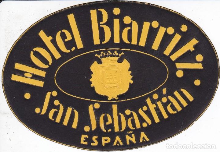 Etiquetas antiguas: ANTIGUA ETIQUETA DEL HOTEL BIARRITZ DE SAN SEBASTIAN