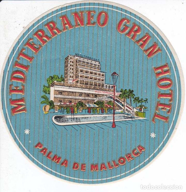 Etiquetas antiguas: ANTIGUA ETIQUETA DEL HOTEL MEDITERRANEO DE PALMA DE MALLORCA