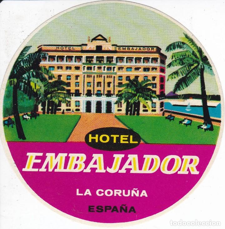 Etiquetas antiguas: ANTIGUA ETIQUETA DEL HOTEL EMBAJADOR DE LA CORU&Ntilde;A