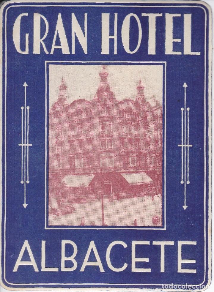 Etiquetas antiguas: ANTIGUA ETIQUETA DEL GRAN HOTEL DE ALBACETE