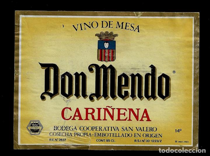 Etiquetas antiguas: ETIQUETA - VINO DE MESA  DON MENDO BLANCO - CARI&Ntilde;ENA