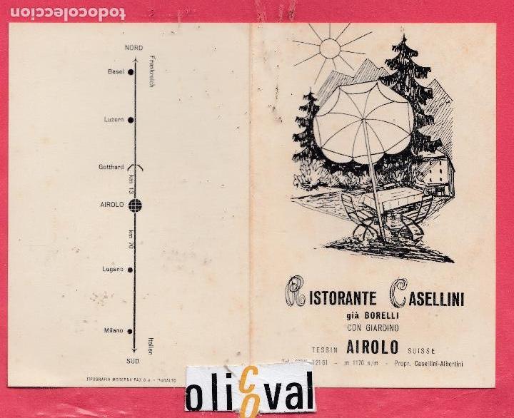 Etiquetas antiguas: ETIQUETA HOTEL TARJETA BIENVENIDA DIPTICO RISTORANTE CASELLINI AIROLO SUIZA120 X160 mm EHEX295.jpeg