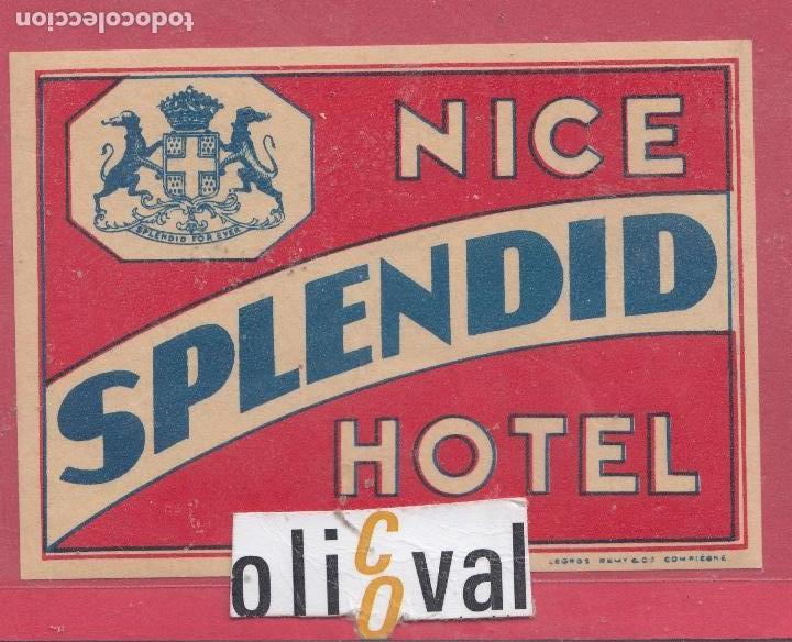 Etiquetas antiguas: ETIQUETA HOTEL NICE SPLENDID HOTEL 1105 X 78 mm EHEX2910peg