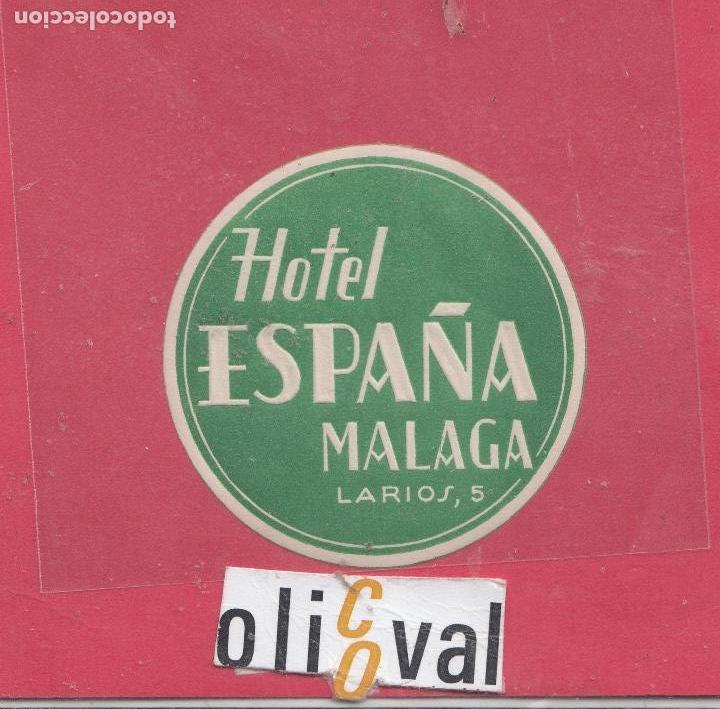 Etiquetas antiguas: ETIQUETA HOTEL MALAGA HOTEL ESPA&Ntilde;A TROQUEL 65 mm EHEX2902peg