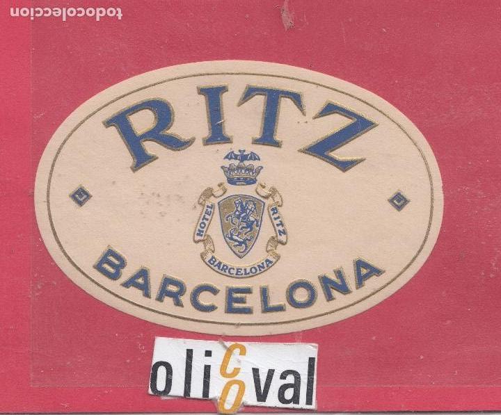 Etiquetas antiguas: ETIQUETA HOTEL BARCELONA HOTEL RITZ SECO ORO AZUL TROQUEL180 mm EHEX2907peg