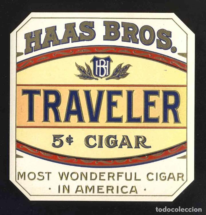 Etiquetas antiguas: Etiqueta de tabaco en relieve: TRAVELER