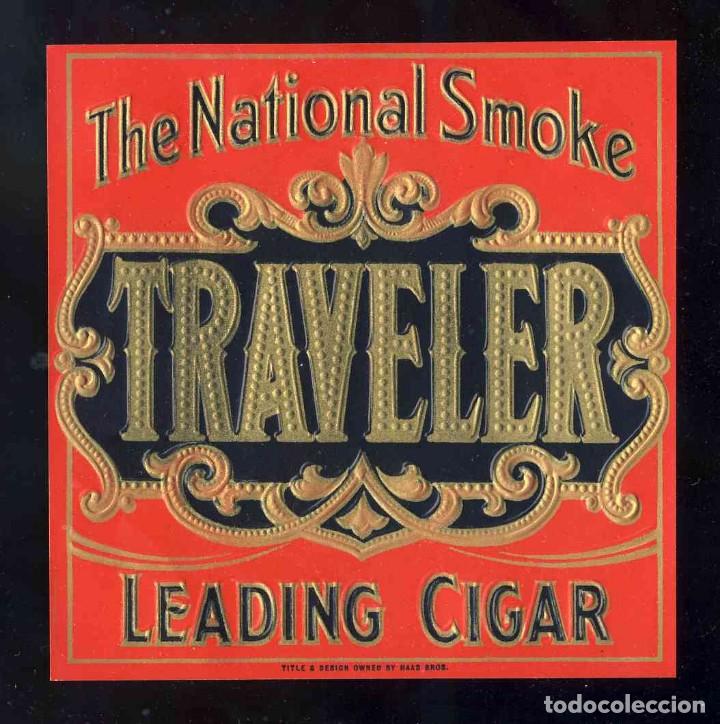 Etiquetas antiguas: Etiqueta de tabaco en relieve: TRAVELER