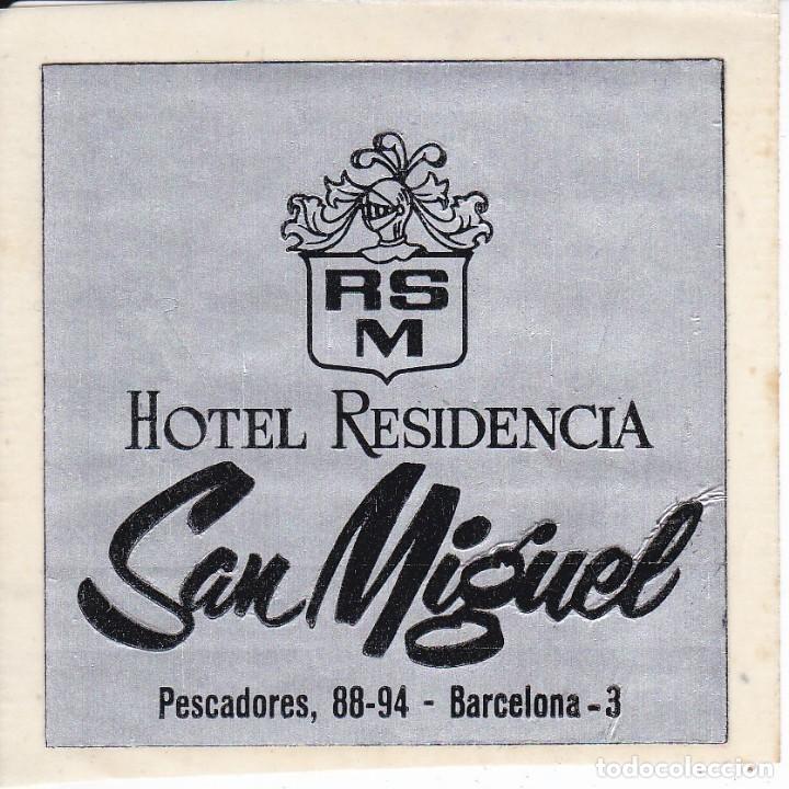 Etiquetas antiguas: ANTIGUA ETIQUETA DEL HOTEL RESIDENCIA SAN MIGUEL DE BARCELONA
