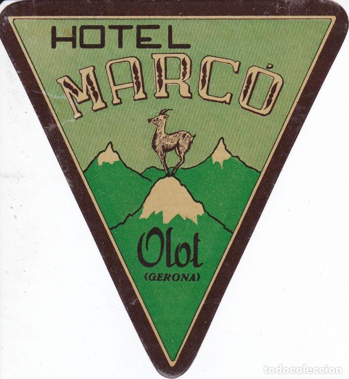 Etiquetas antiguas: ANTIGUA ETIQUETA DEL HOTEL MARCO DE OLOT (GIRONA)