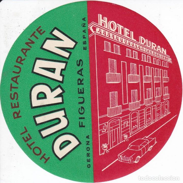 Etiquetas antiguas: ANTIGUA ETIQUETA DEL HOTEL DURAN DE FIGUERAS