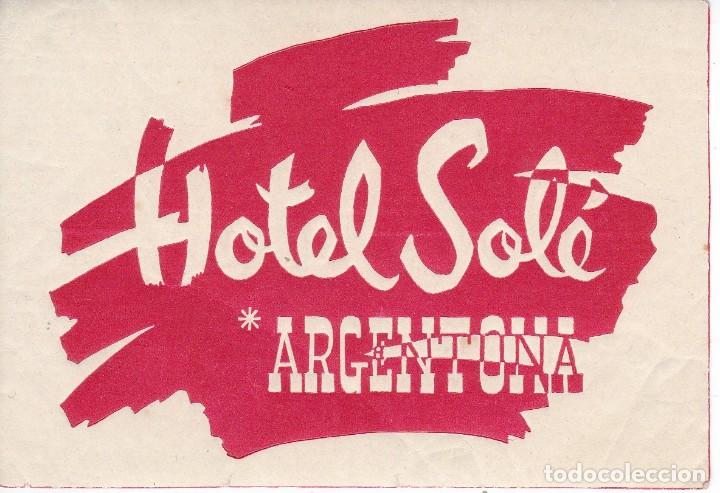 Etiquetas antiguas: ANTIGUA ETIQUETA DEL HOTEL SOLE DE ARGENTONA