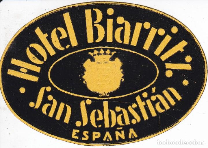Etiquetas antiguas: ANTIGUA ETIQUETA DEL HOTEL BIARRITZ DE SAN SEBASTIAN