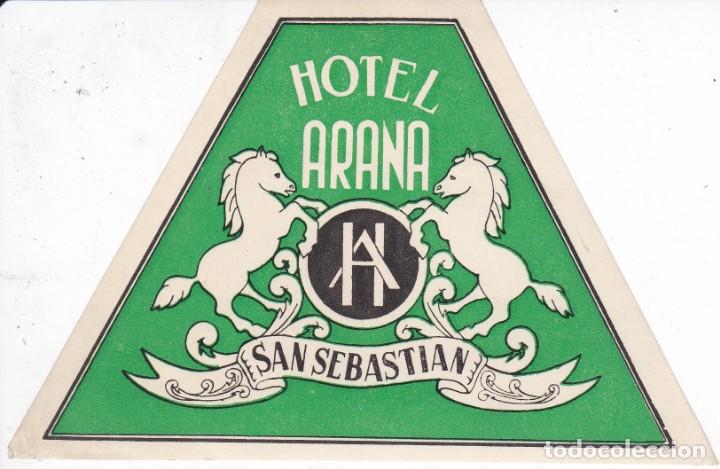 Etiquetas antiguas: ANTIGUA ETIQUETA DEL HOTEL ARANA DE SAN SEBASTIAN