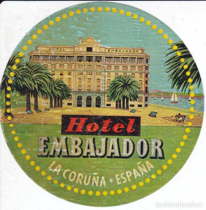 Etiquetas antiguas: ANTIGUA ETIQUETA DEL HOTEL EMBAJADOR DE LA CORU&Ntilde;A