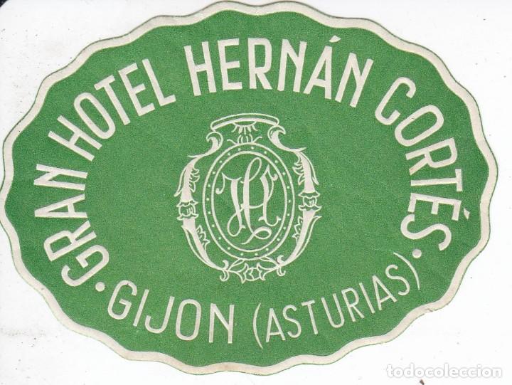 Etiquetas antiguas: ANTIGUA ETIQUETA DEL HOTEL HERNAN CORTES DE GIJON