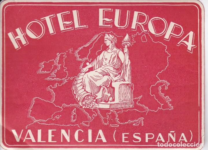 Etiquetas antiguas: ANTIGUA ETIQUETA DEL HOTEL EUROPA DE VALENCIA