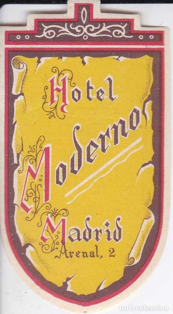 Etiquetas antiguas: ANTIGUA ETIQUETA DEL HOTEL MODERNO DE MADRID