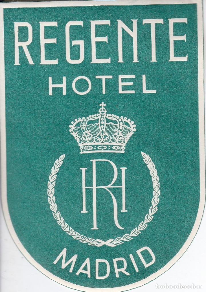 Etiquetas antiguas: ANTIGUA ETIQUETA DEL HOTEL REGENTE DE MADRID