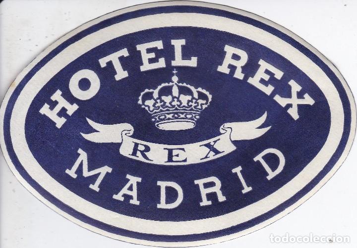 Etiquetas antiguas: ANTIGUA ETIQUETA DEL HOTEL REX DE MADRID