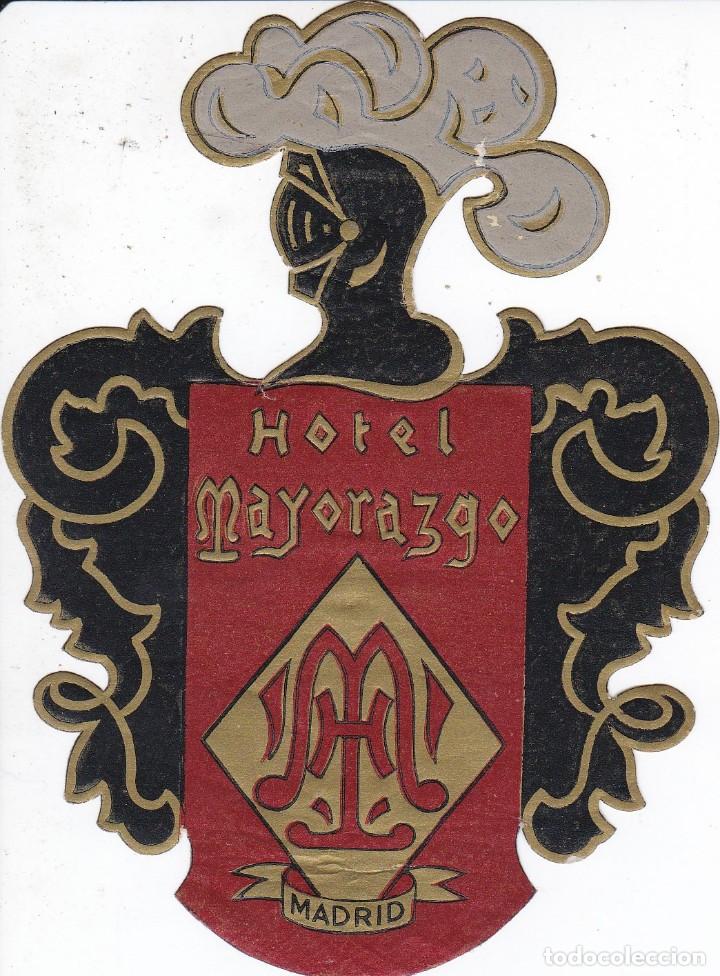 Etiquetas antiguas: ANTIGUA ETIQUETA DEL HOTEL MAYORAZGO DE MADRID