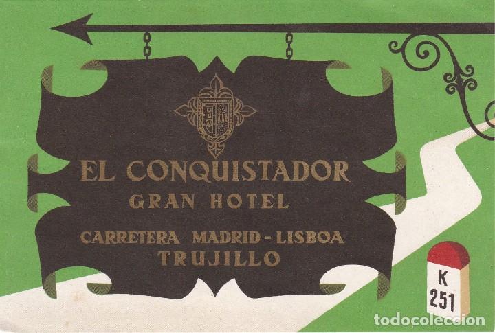 Etiquetas antiguas: ANTIGUA ETIQUETA DEL HOTEL EL CONQUISTADOR DE TRUJILLO