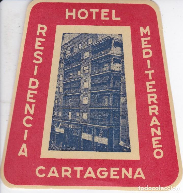 Etiquetas antiguas: ANTIGUA ETIQUETA DEL HOTEL MEDITERRANEO DE CARTAGENA