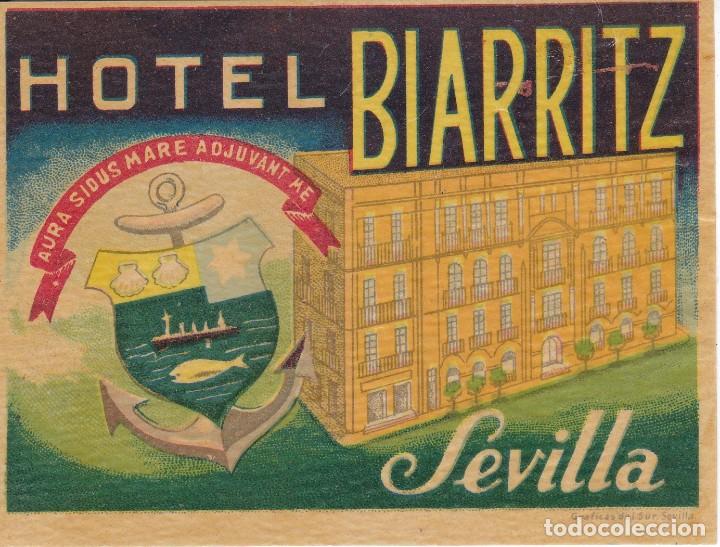 Etiquetas antiguas: ANTIGUA ETIQUETA DEL HOTEL BIARRITZ DE SEVILLA