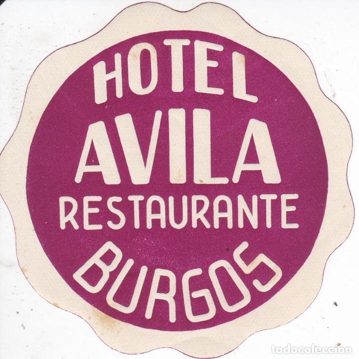Etiquetas antiguas: ANTIGUA ETIQUETA DEL HOTEL AVILA DE BURGOS