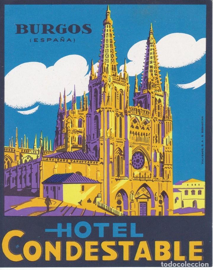 Etiquetas antiguas: ANTIGUA ETIQUETA DEL HOTEL CONDESTABLE DE BURGOS