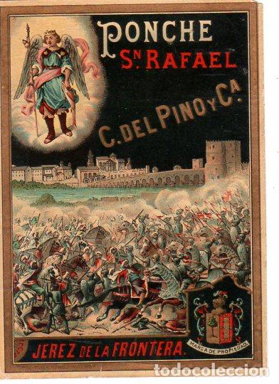 Old Labels: ETIQUETA DE VINO. PONCHE SN. RAFAEL. C. DEL PINO Y CIA. JEREZ DE LA FRONTERA.