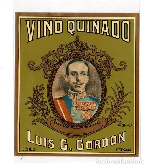 Old Labels: ETIQUETA DE VINO. VINO QUINADO. LUIS G. GORDON. JEREZ.