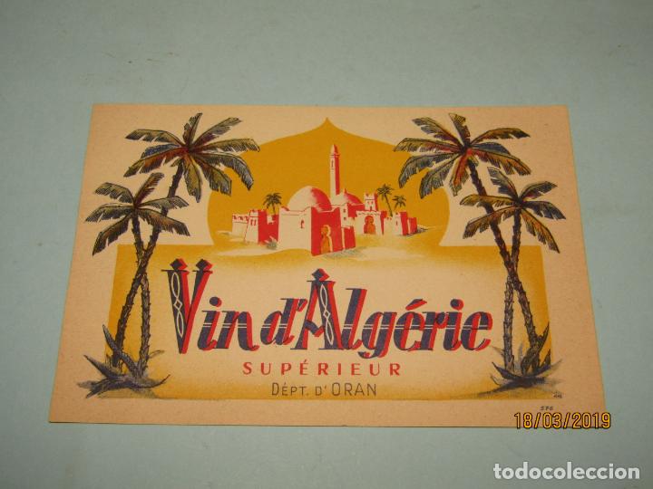Etiquetas antiguas: Antigua Etiqueta de Vino de Algerie Superior VIN D'ALG&Eacute;RIE